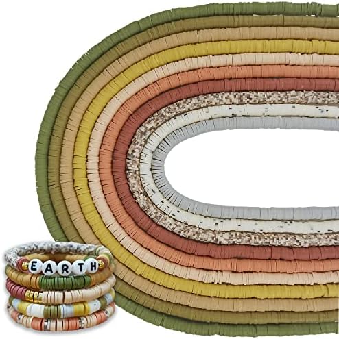 MIIIM 3600 PCS 10 Strands Clay Beads Polymer Clay Beads for Jewelry Making, Vinyl Heishi Beads 6mm for Surfer Bracelets Necklace Making (Earth) by MIIIM
