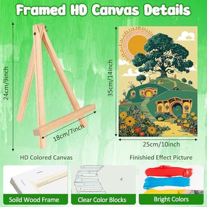 MAXBYE Framed Paint By Numbers Kits for Adults with Wooden Easel, DIY New Zealand House Adult Paint by Number Kits, Oil Acrylic Paintings Kit for Beginners Gift Home Wall Garden Decor 10×14 Inch - Image 3