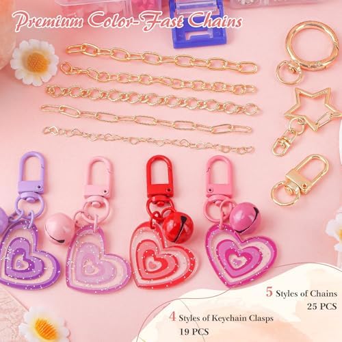 Ecoofor 458 Pcs Keychain Making Kit — Includes 19 Keychain Clips, 25 Extender Chains, 80 Charms, Beading Accessories, Jewelry Pliers — DIY Bag Charms & Jewelry Craft Kit Supplies - Image 2