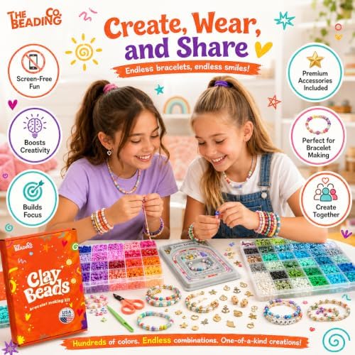 23000+ Clay Beads Bracelet Making Kit for Girls-120 Colors 6 boxes, Polymer Heishi Beads for Jewelry Making Kit, Charms for Bracelets,Bead Board Arts and Crafts Gifts for kids Fun Crafts for adults - Image 6