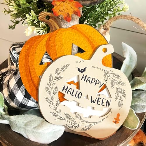 Large Size 7inch Wooden Halloween Thanksgiving Ornaments to Paint,Pumpkin Cutouts Unfinished DIY Blank Unfinished Pumpkin Wood Discs Ornament for Crafts Hanging Autumn Decorations 10PCS - Image 4