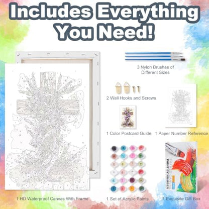 Kalonyth Cross Framed Paint by Numbers Kit for Adults Beginner 8x12 inch - Image 5