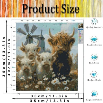 Tiwabb Highland Cattle Stamped Cross Stitch Kits for Adults Beginners - Image 4