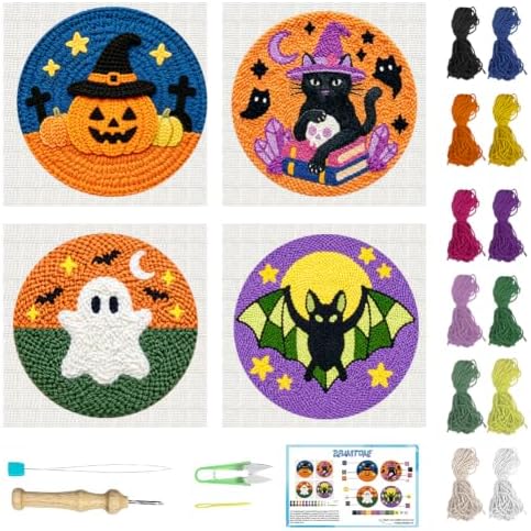 BEUNITONE Halloween Theme Punch Needle Embroidery Kit Adult Beginner by BEUNITONE