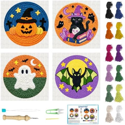 BEUNITONE Halloween Theme Punch Needle Embroidery Kit Adult Beginner by BEUNITONE