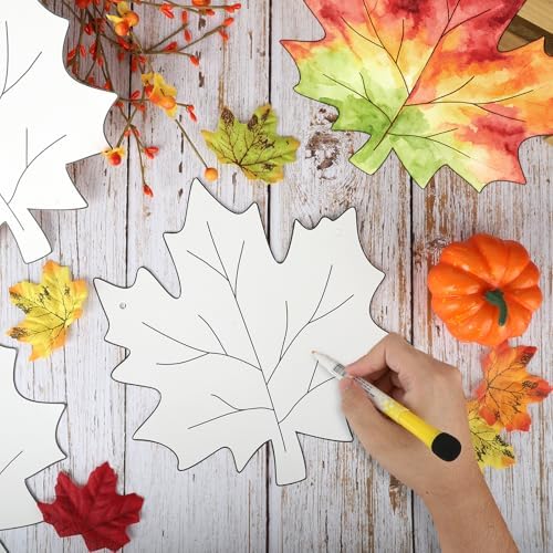 24 Pcs Fall Coloring Wreath Crafts Color Your Own Fall Crafts, Maple Leaves - Image 4
