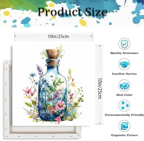 VIGEGU Bottle Flowers Paint by Numbers Kit for Adults Beginner with Framed - Image 2
