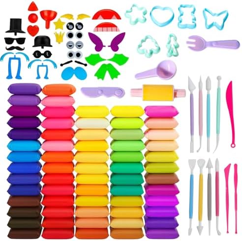 Adult Air Dry Clay,Magic Foam DIY Molding Clay,Air Dry Clay Set 122 PCS 64 Colors Ultra Light Clay with Tools and DIY Accessories Soft Non Sticky Safe Modeling for Crafts Sculpting Party Creative by Unknown