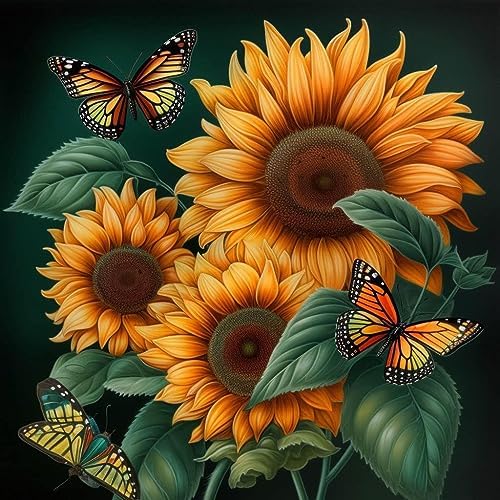WUSARPLY Sunflowers Stamped Cross Stitch Kits for Beginners Adults by WUSARPLY