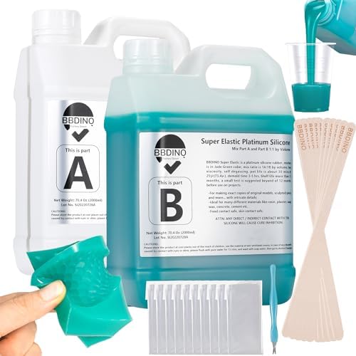 BBDINO Super Elastic Silicone Mold Making Kit 8A Jade Green 1Gallon/140.8Oz by BBDINO