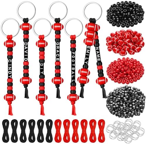 Landical 564 Pcs Football Keychain Making Kit DIY Name Bead Craft Red Black by Landical