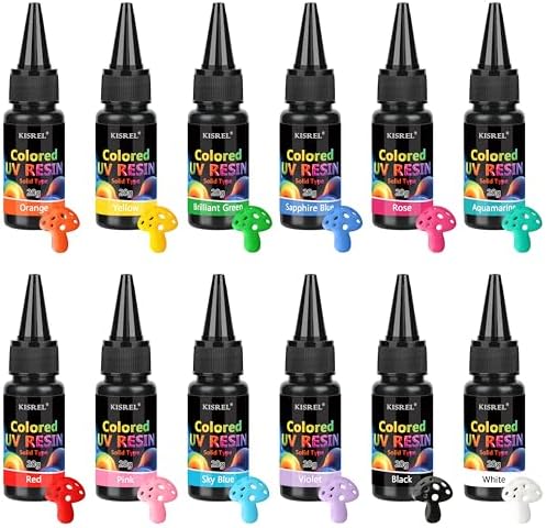 KISREL Upgrade 12 Opaque Colored UV Resin Kit, Solid Colored UV Resin by KISREL