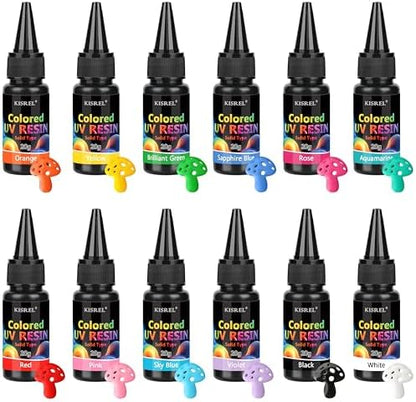 KISREL Upgrade 12 Opaque Colored UV Resin Kit, Solid Colored UV Resin by KISREL