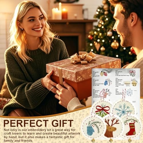 Christmas Embroidery Kit, 12PCS DIY Ornament Set for Beginners - Image 6