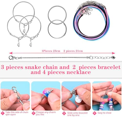 VICTLOV Charm Bracelet Making Kit, DIY Craft for Girls, Unicorn/Mermaid Crafts Gifts Set for Arts and Crafts for Girls Teens Ages 5-12 - Image 5