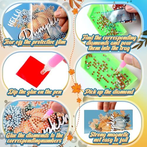 Saillong 12 Pack Blue Fall Diamond Painting Greeting Cards with Envelopes - Image 6