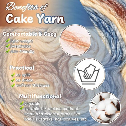 Aeelike Cake Yarn for Crocheting, Soft Ombre Crochet Yarn, Khaki Gradient - Image 4