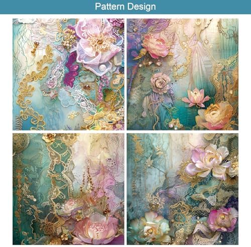 24 Sheets Lace Floral Pattern Paper, 6" x 6" Scrapbooking Supplies Paper Decorative Craft Paper for DIY Card Making Photo Album Junk Journal Décor - Image 5