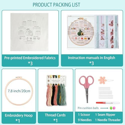 IUHUI Embroidery Kit for Beginners Adults - 26 Floral Letters Easy Patterns, DIY Hand Stitching Embroidery Set with Hoop (Flower and Grass Letter F) - Image 4