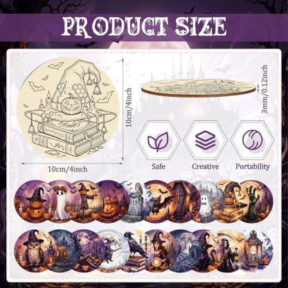 Reallnaive 77 Pcs Wooden Coasters Paint Kit, Halloween - Image 2