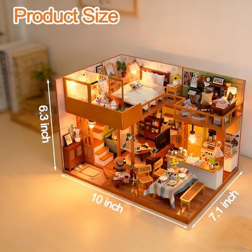 DIY Miniature Dollhouse Kit, Mini House Making Kit with Dust Cover & LED - Image 2
