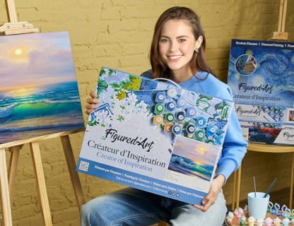 Figured'Art Paint by Numbers for Adults with Frame Seaside and Waves 16"x20" - Craft Art Painting DIY Kit Canvas Already Stretched on a Wooden Frame - Image 2
