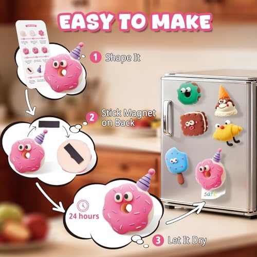Air Dry Clay Kit for Kids - 6 Boxes Fridge Magnets Craft Set - Image 2