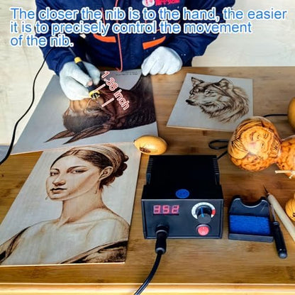 FIRElood LH30-1 wood burning tool,wood burning kit pen 25~750℃,professional wood burning kit,with digital thermometer temperature adjustable temperature,1 wood burning pens, 30 pen tips(LH30-1A pen) - Image 4