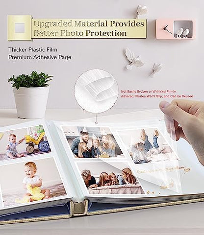 Artfeel Photo Album Self Adhesive Scrapbook Album for 3x5 4x6 5x7 8x10 Pictures,40 Pages Linen Cover with Display Window DIY Photo Book,Ideal Gifts for Family Travel Wedding Baby - Image 3
