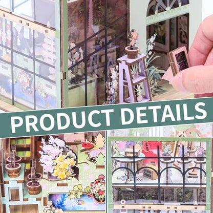 Insgen Miniature Florist Dollhouse DIY Flower Shop Booknook Building Set - Image 6