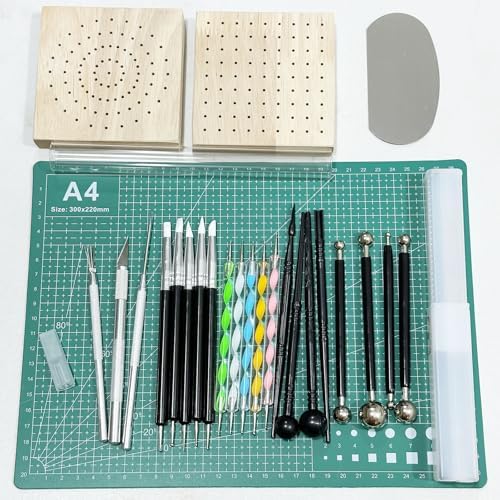 Yayatty Polymer Clay Tools, Acrylic Clay Roller, Acrylic Sheet, Rotary Cutting Mat, Round Polymer Clay Cutters with Clay Slicer Blade for Pottery and Sculpture, 42 PCS - Image 3