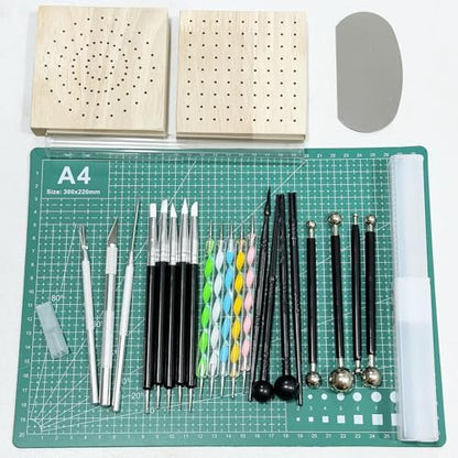 Yayatty Polymer Clay Tools, Acrylic Clay Roller, Acrylic Sheet, Rotary Cutting Mat, Round Polymer Clay Cutters with Clay Slicer Blade for Pottery and Sculpture, 42 PCS - Image 3