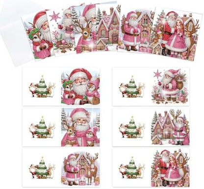 MVVMTOP 6pcs Christmas Diamond Painting Greeting Card with envelopes, DIY Santa Claus Diamond Art Greeting Card for Blessing and Wish Special Shaped Arts Crafts for Birthday Thanksgiving Day by MVVMTOP