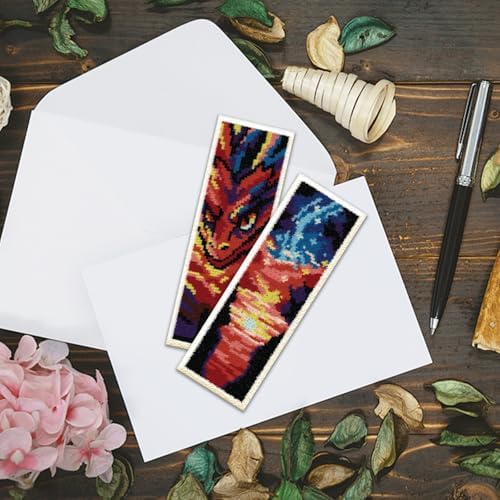 ACRNIGHEET 6 PCS Cross Stitch Bookmark Kit DIY Bookmarks Cross Stitch Kits Stamped Embroidery Bookmarks for Adults Beginners Fantasy Pattern Bookmarks with Instructions Hand Craft Gift, 7.87''x2.36'' - Image 6