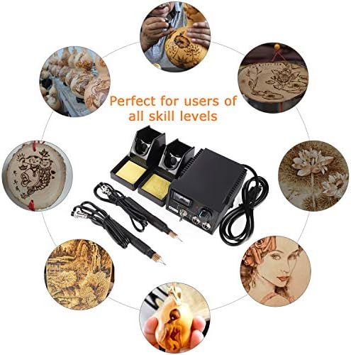 Wood Burning Machine Kit,Dual Pens 110V 60W Premium Quality Pyrography Machine,Digital Temperature Control Wood Burning Detailer with 20 Tips for Wood/Leather/Gourd (Pointer Temperature Display) - Image 7