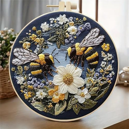 Huacan Embroidery Kit for Beginners Adults Includes Stamped Bees Pattern, Hoop, Color Threads,Tools,Easy to Follow Instruction - Image 2