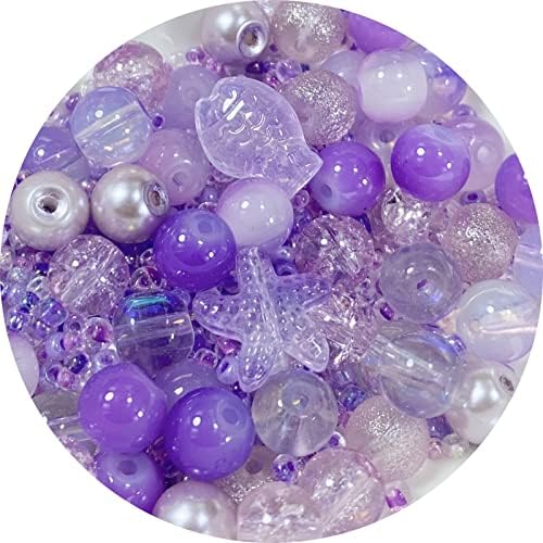 Assorted Glass Resin Beads Multi Size Colors Smooth Cracked Gravel Millet Spacer Beads for Bracelets Necklace Earring DIY Jewelry Making Craft(Lilac Violet Series) by ChooseBeadsChooseHonkoolly