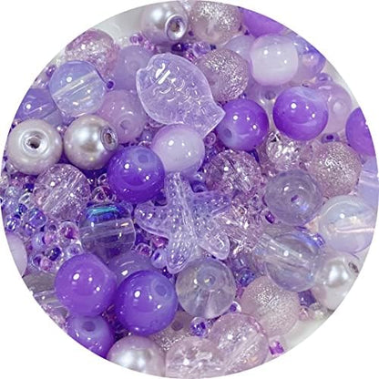 Assorted Glass Resin Beads Multi Size Colors Smooth Cracked Gravel Millet Spacer Beads for Bracelets Necklace Earring DIY Jewelry Making Craft(Lilac Violet Series) by ChooseBeadsChooseHonkoolly