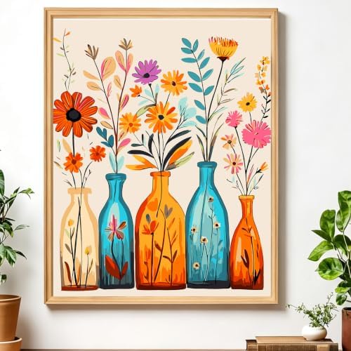 AIRDEA Flowers Paint by Numbers for Adults Beginner,Cartoon Painting by Number Kits on Canvas,Frameless,16x20in DIY Acrylic Painting,Home Wall Decor by AIRDEA