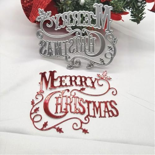 Scrapbooking Die-Cuts, Christmas Metal Cutting Dies for Card Making, Paper Craft Punch Template, Background Embossing Stencils, DIY Album Décor (Merry Christmas-9.2x7.5cm) - Image 2