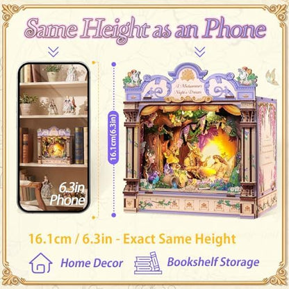CUTEBEE DIY Miniature House Kit, 3D Wooden Puzzle for Adults, Book Nook Shelf Insert, Shakespeare Literary Gift, Enchanted Forest Miniature Theater Desktop Decor (A Midsummer Night's Dream) - Image 4