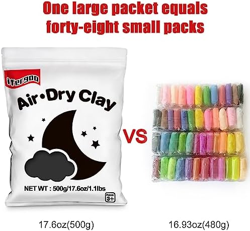 ifergoo 500g Black Air Dry Clay, 1.1LBS DIY Creative Modeling Clay for Kids - Image 6