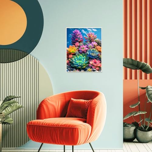 obterie Plant Paint by Numbers Kit for Adults Beginner Succulents Oil Painting Kit Adult Paint by Number Kits on Canvas DIY Painting for Beginners Art by Numbers for Gifts Home Wall Decor 16x20 Inch - Image 3