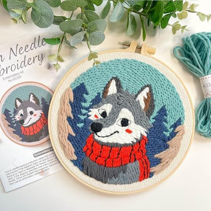 Myfelicity Punch Needle kit, a Beginner Set with Wolf Pattern Design, Suitable for Beginners and Adults with 7.9-inch Hoop - Image 7