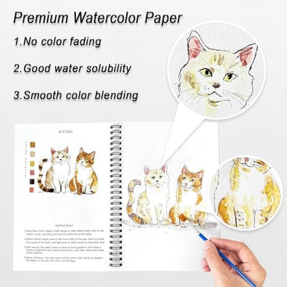 Watercolor Workbooks Animals, 15 Beautiful Paintings for Water Color Book Adult, Watercolor Coloring Book for Beginners, Watercolor Workbook for Adults Teens (Without Palette, Animals) - Image 4