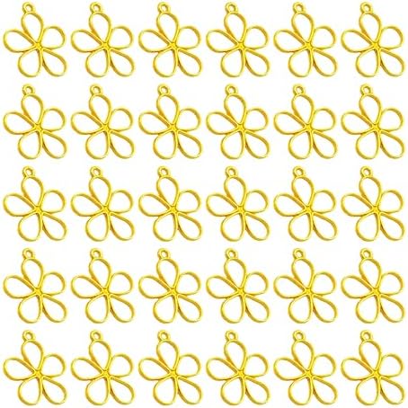 30PCS Open Bezel Pendants, Hollow Flower Alloy Frame Charms for Resin Jewelry Making, DIY Earrings Necklace Bracelet Craft Supplies by AUXBC