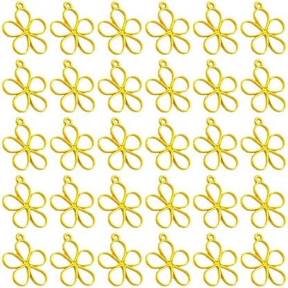30PCS Open Bezel Pendants, Hollow Flower Alloy Frame Charms for Resin Jewelry Making, DIY Earrings Necklace Bracelet Craft Supplies by AUXBC