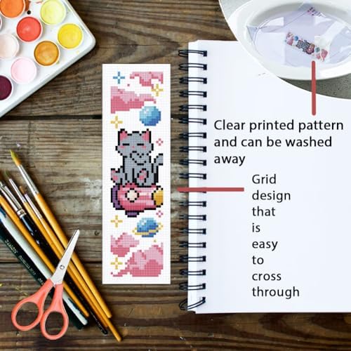 ORIGACH 6 Set Space Cat Cross Stitch Bookmark Kit for Beginner - Image 3