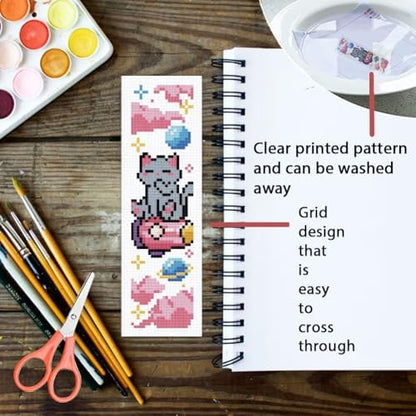 ORIGACH 6 Set Space Cat Cross Stitch Bookmark Kit for Beginner - Image 3