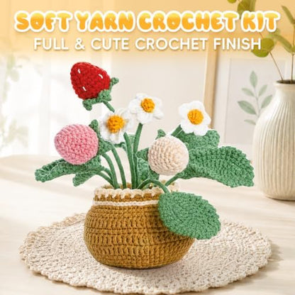 Crochet Kit for Beginners, Crochet Plant Kit,Knitting Kit(Strawberry) - Image 5